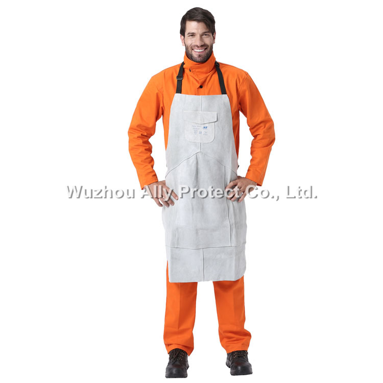 AP-6103 Gray Leather Full Bib Apron